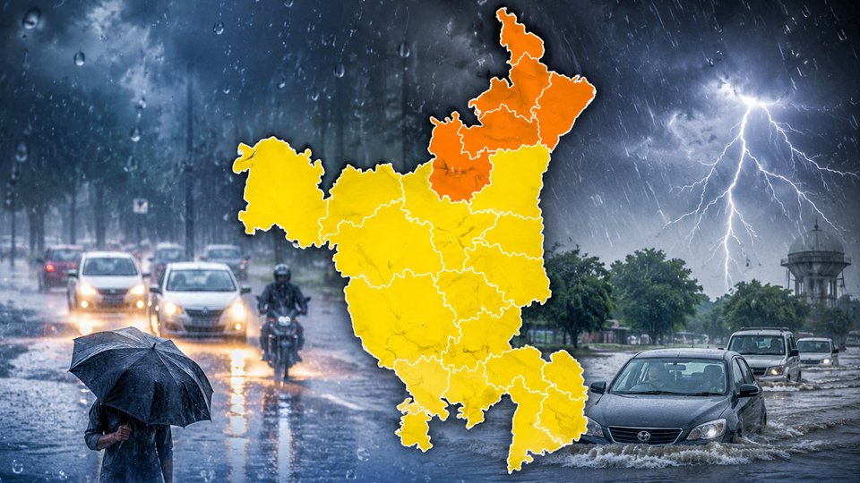 Haryana Rain Alert map showing Orange Alert in Panchkula, Ambala and Yamunanagar, while 11 districts remain under Yellow Alert due to heavy rainfall forecast by IMD.