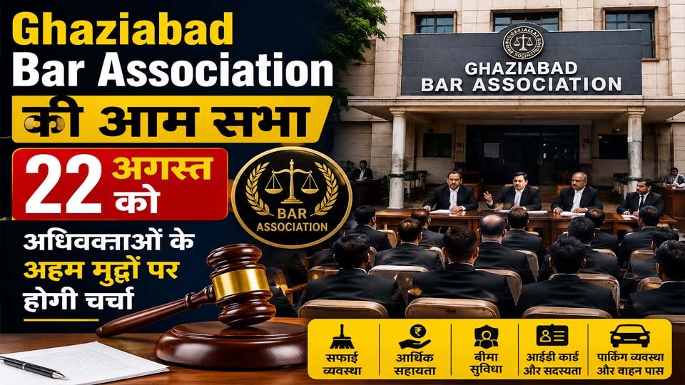 Ghaziabad Bar Association की आम सभा 22 अगस्त को, इन अहम मुद्दों पर होगी चर्चा