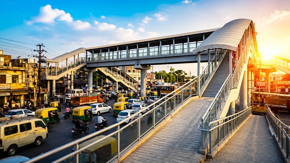 Ghaziabad Footover Bridge project at Bhopura Chowk aims to improve pedestrian safety, reduce accidents, and ensure smoother traffic flow on the Delhi-Ghaziabad-Wazirabad Road.