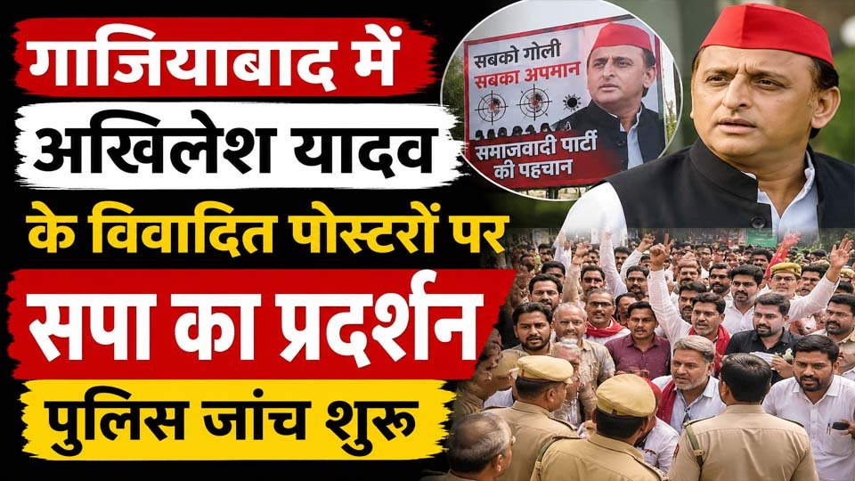 Ghaziabad News: अखिलेश यादव के विवादित पोस्टरों पर सपा का प्रदर्शन, पुलिस जांच शुरू