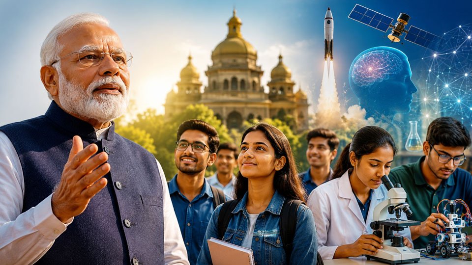 PM Modi highlights Youth Education Vision in Mysuru, focusing on equal opportunities, NEP, innovation, skill development and India's future growth.
