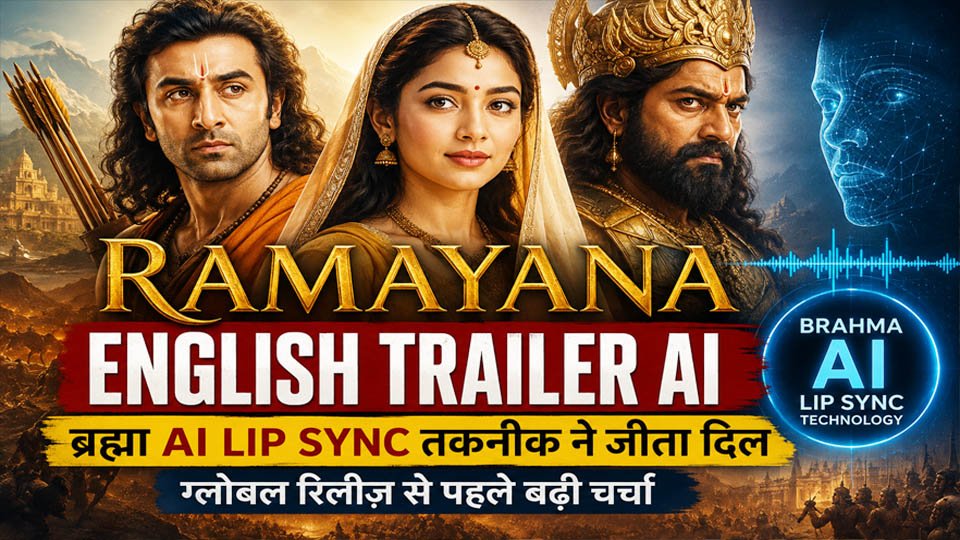 Ramayana English Trailer AI featuring Ranbir Kapoor, Yash and Sai Pallavi with advanced Brahma AI Lip Sync Technology for global audience.