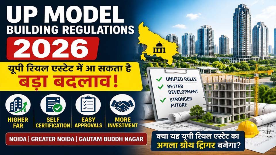 UP Model Building Regulations 2026 के तहत FAR, Self-Certification और Building Approval प्रक्रिया में प्रस्तावित बदलाव Noida, Greater Noida और Gautam Buddh Nagar के Real Estate और Construction Sector को प्रभावित कर सकते हैं।