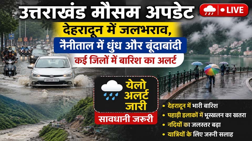 Uttarakhand Weather Update: देहरादून में जलभराव, नैनीताल में धुंध और बारिश का अलर्ट