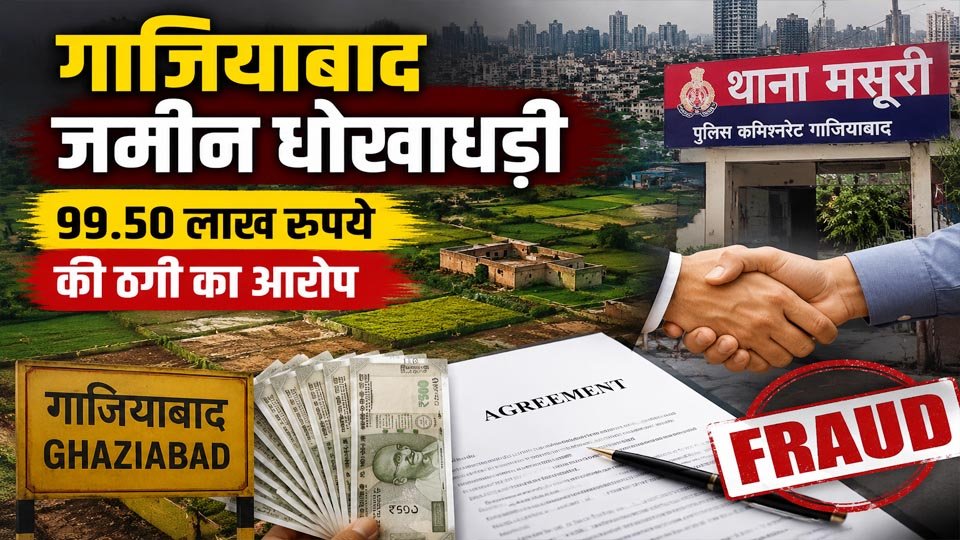 गाजियाबाद के मसूरी थाना क्षेत्र में कृषि भूमि बेचने के नाम पर 99.50 लाख रुपये की कथित धोखाधड़ी का मामला सामने आया है। पुलिस ने शिकायत के आधार पर दो भाइयों के खिलाफ केस दर्ज कर जांच शुरू कर दी है।