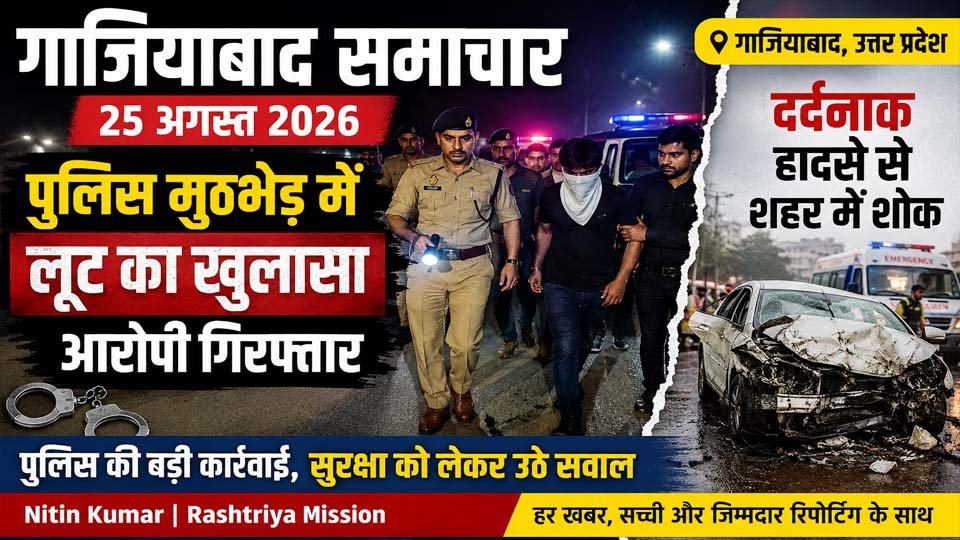गाजियाबाद समाचार: पुलिस मुठभेड़ में लूट का खुलासा, दर्दनाक हादसे की खबर भी चर्चा में
