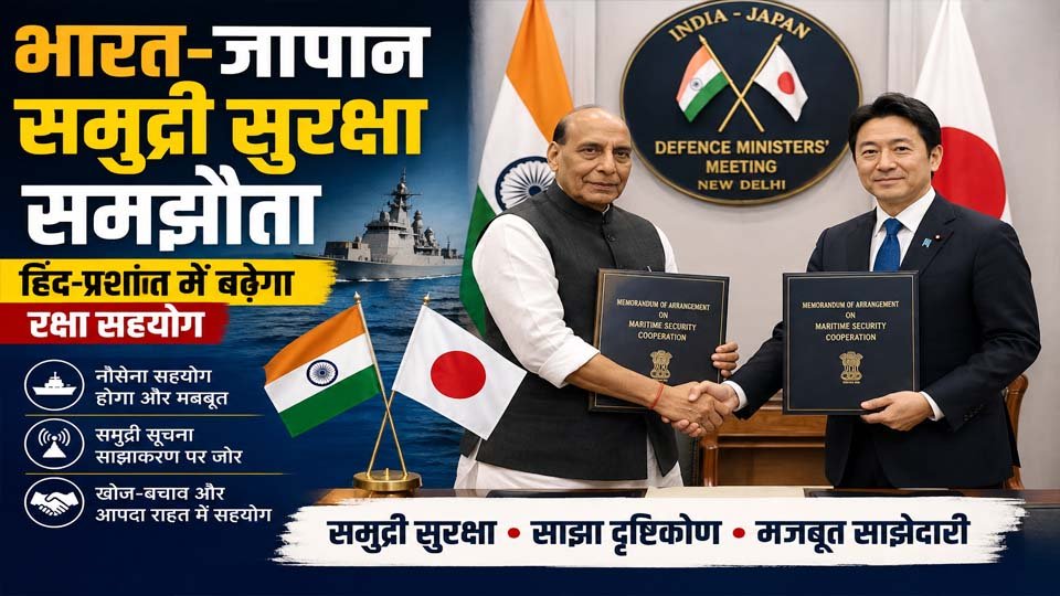 भारत-जापान समुद्री सुरक्षा समझौता: हिंद-प्रशांत में बढ़ेगा रक्षा सहयोग