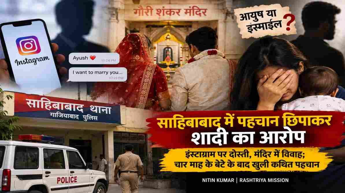 साहिबाबाद पहचान छिपाकर शादी मामला: इंस्टाग्राम पर दोस्ती, मंदिर में विवाह; चार माह के बेटे के बाद खुली कथित पहचान