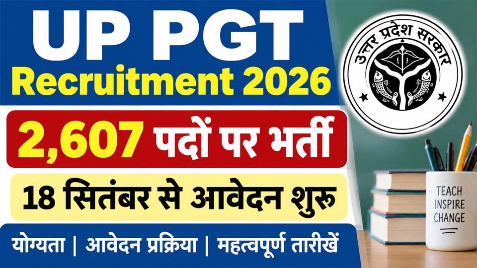 UP PGT Recruitment 2026: 2,607 पदों पर आवेदन शुरू, उम्मीदवार जानें जरूरी तारीखें