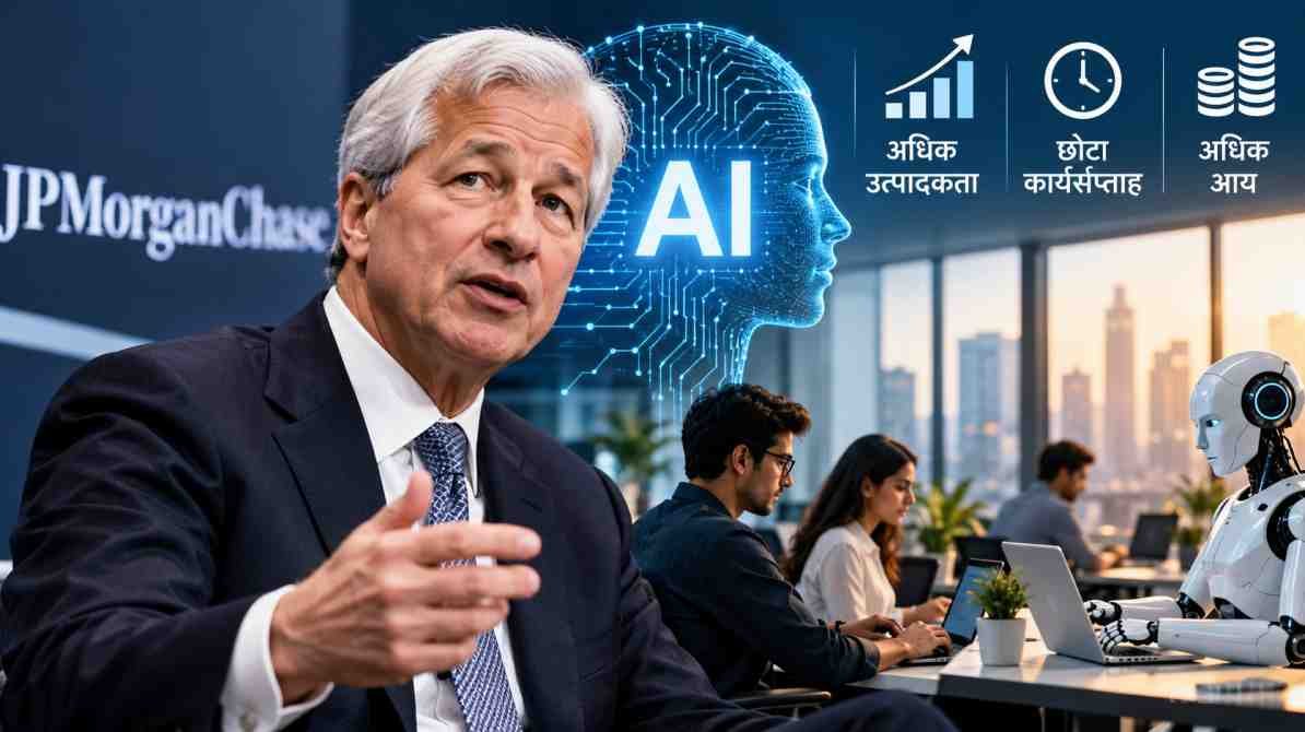 AI से नौकरियों में बदलाव और जेमी डिमन का भविष्य में कम काम तथा अधिक आय का अनुमान