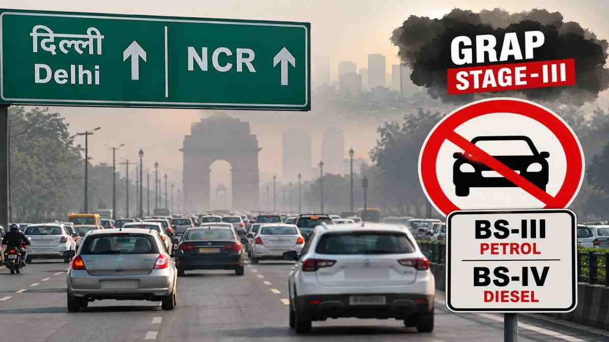 दिल्ली-NCR GRAP वाहन प्रतिबंध के तहत प्रदूषण नियंत्रण और BS-III पेट्रोल व BS-IV डीजल कारों के नियम