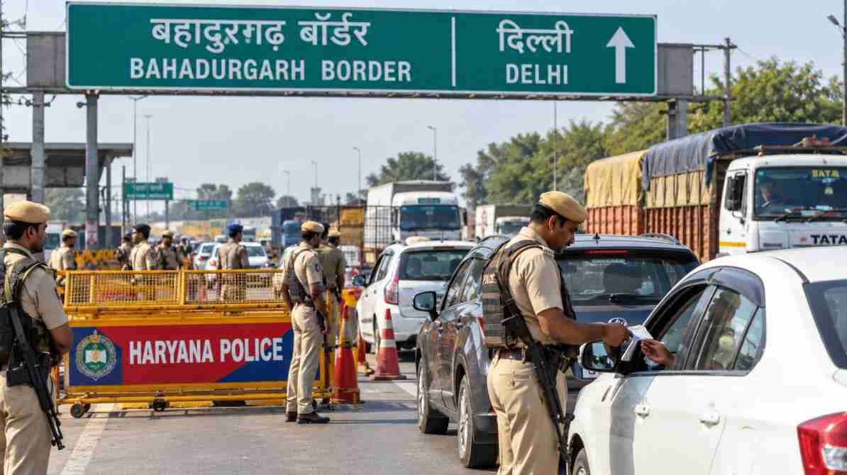 बहादुरगढ़ बॉर्डर पर सुरक्षा जांच तेज, दिल्ली प्रदर्शन का हरियाणा में असर
