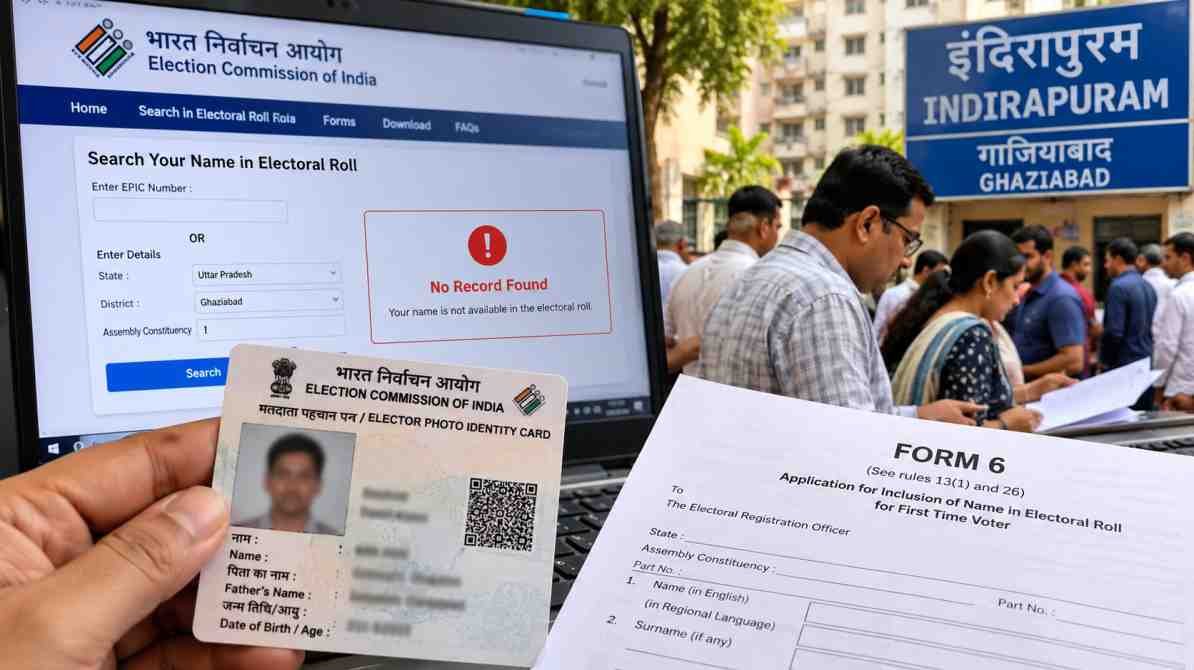 गाजियाबाद SIR मतदाता सूची में नाम हटने की शिकायतें और फॉर्म 6 पंजीकरण।