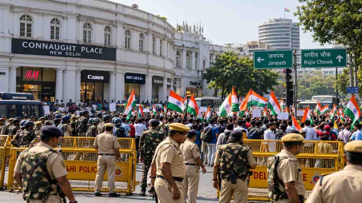 कनॉट प्लेस तिरंगा मार्च: 16 अक्टूबर को प्रदर्शन की तैयारी, सुरक्षा और ट्रैफिक पर असर की आशंका