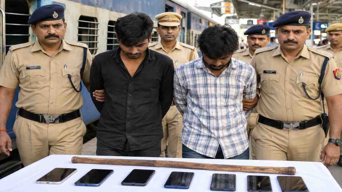 गाजियाबाद ट्रेन मोबाइल चोरी गिरोह के दो आरोपी गिरफ्तार, पुलिस और जीआरपी की कार्रवाई।